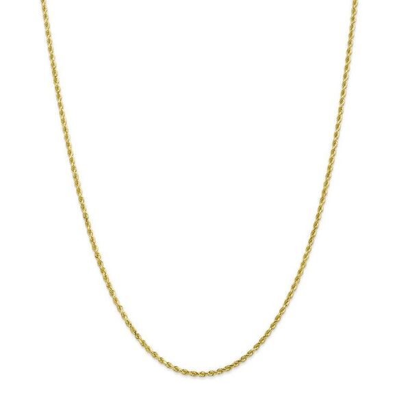 2mm 10k Yellow Gold Solid Diamond Cut Rope Chain Necklace, 24 Inch - Picture 3 of 8